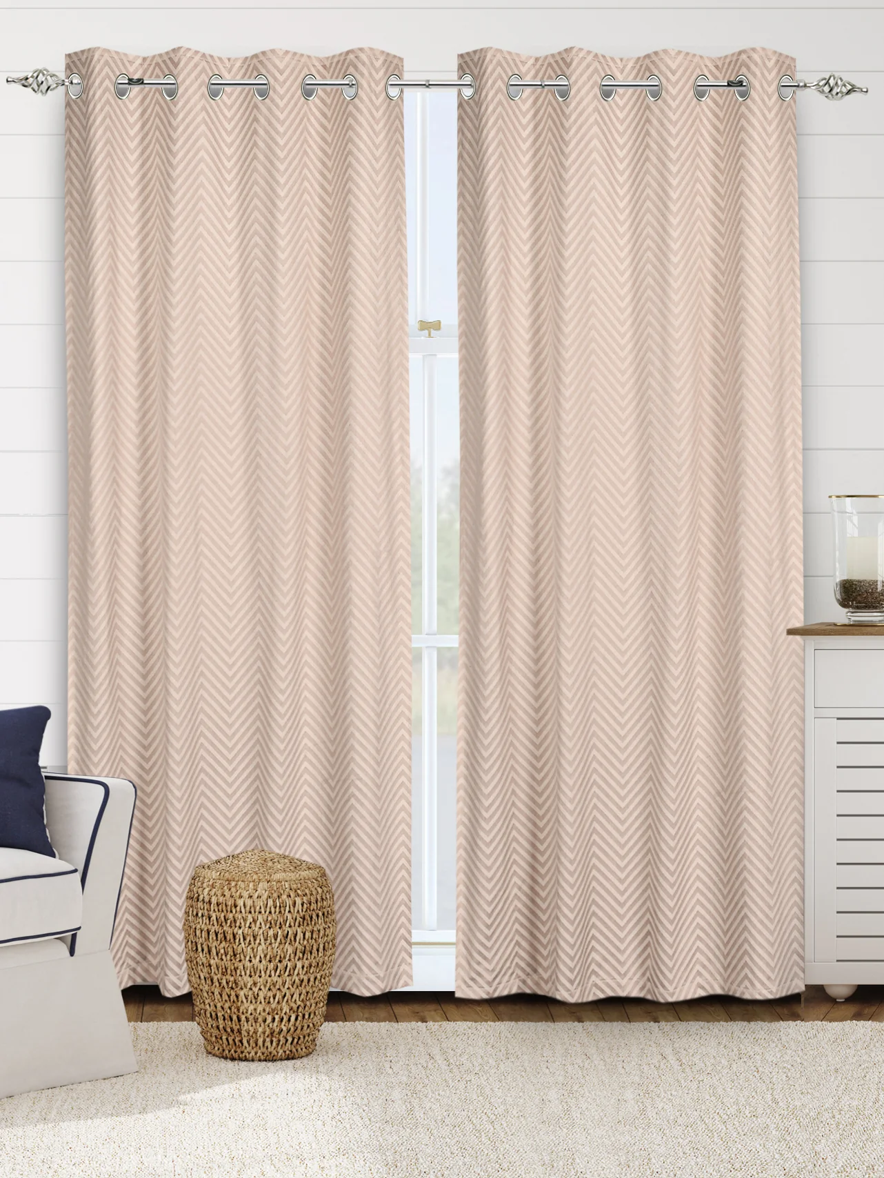 CHEVRON Damask Cotton Curtains | Elegant Living Room Drapes - Image 10