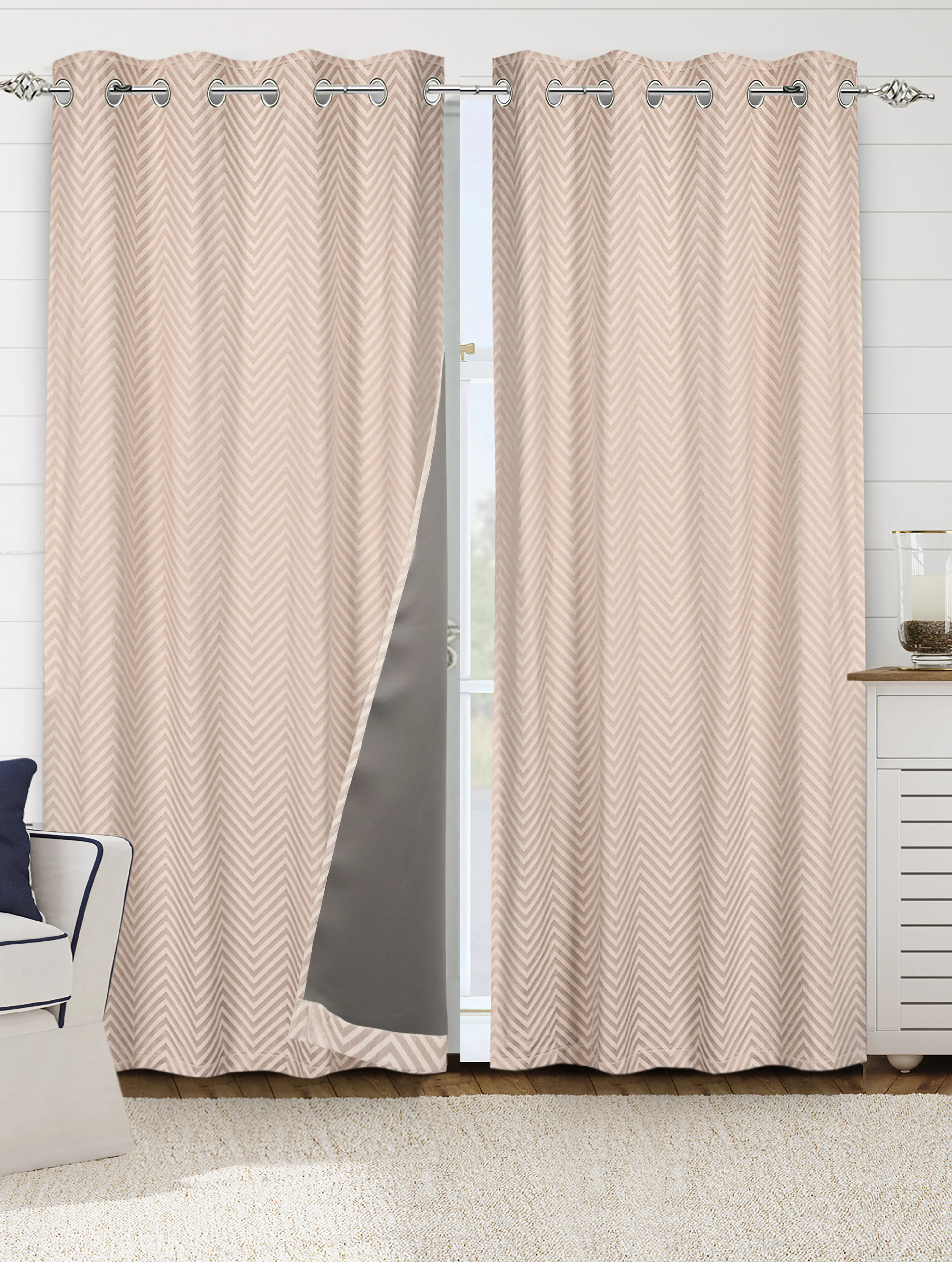 CHEVRON Damask Cotton Curtains | Elegant Living Room Drapes - Image 10