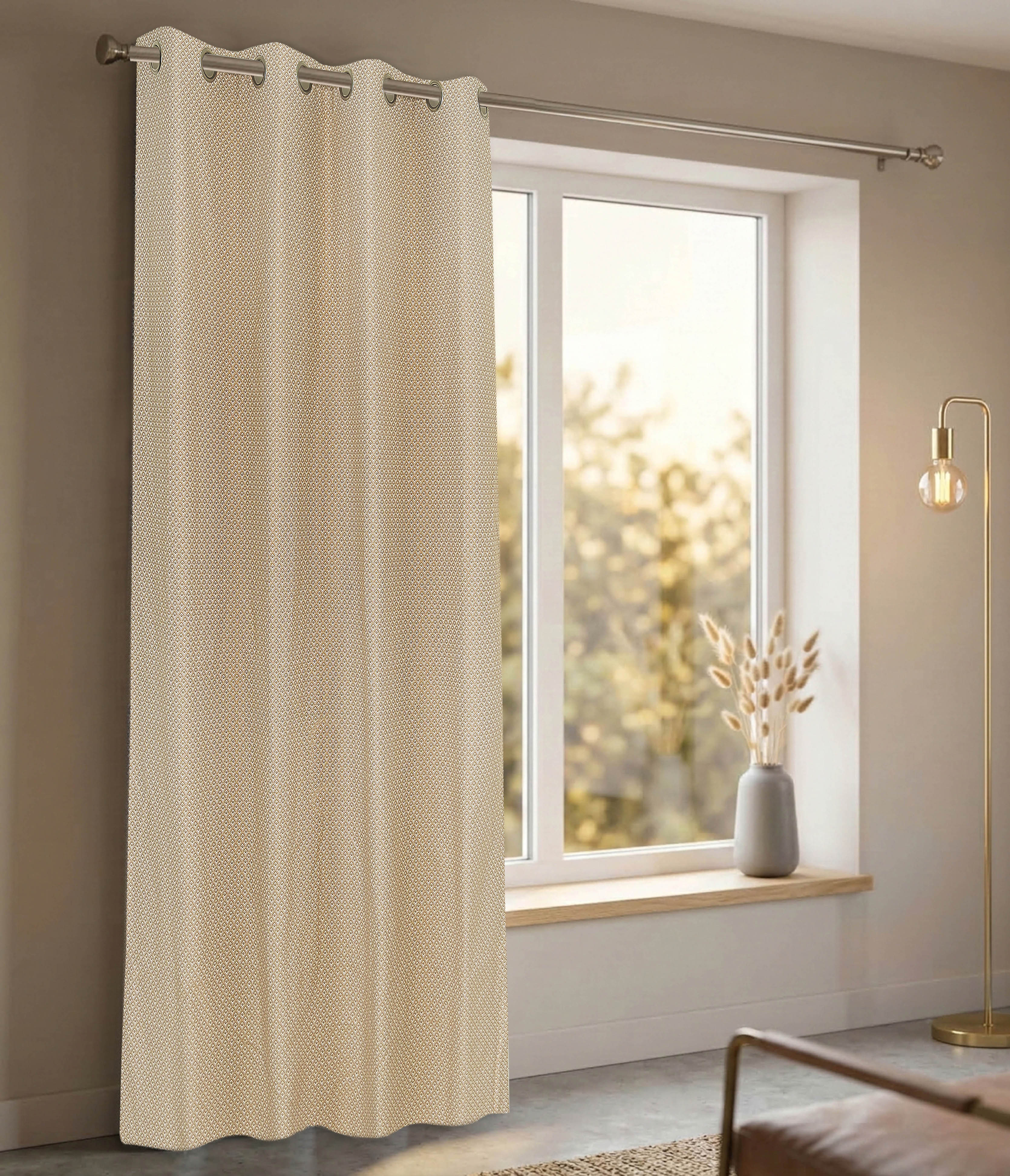 D Mond Pattern Cotton Curtain | Breathable Woven Yarn | Home Living Room Lobby Bedroom| - Image 11