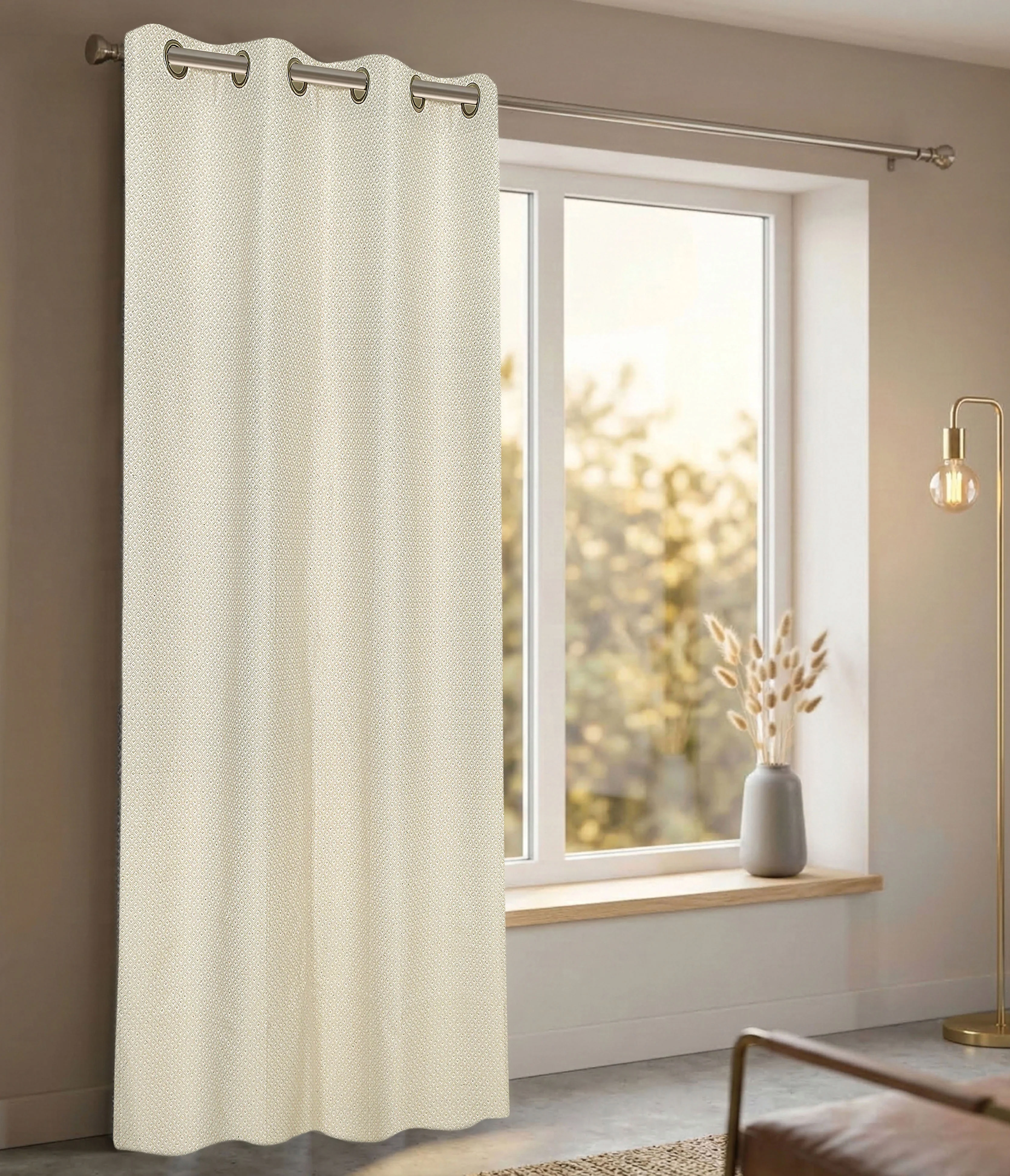D Mond Pattern Cotton Curtain | Breathable Woven Yarn | Home Living Room Lobby Bedroom| - Image 19