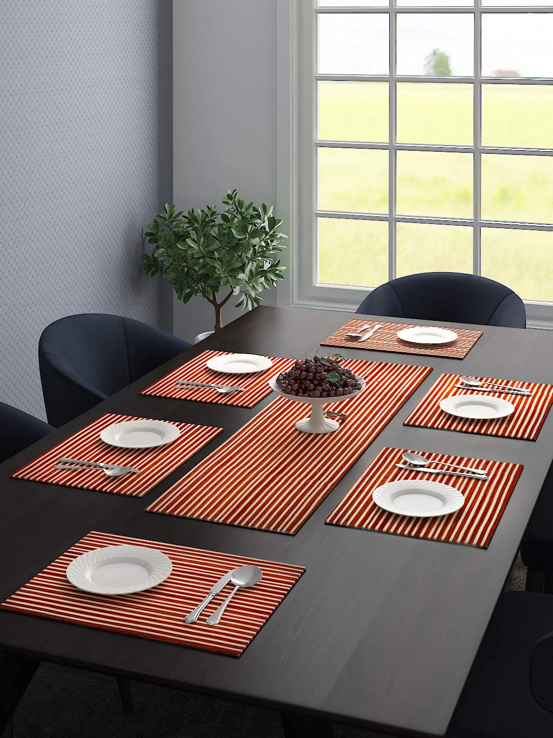 Stripe Dining Table Placemats | Set of 6 or 7 Pcs - Image 3