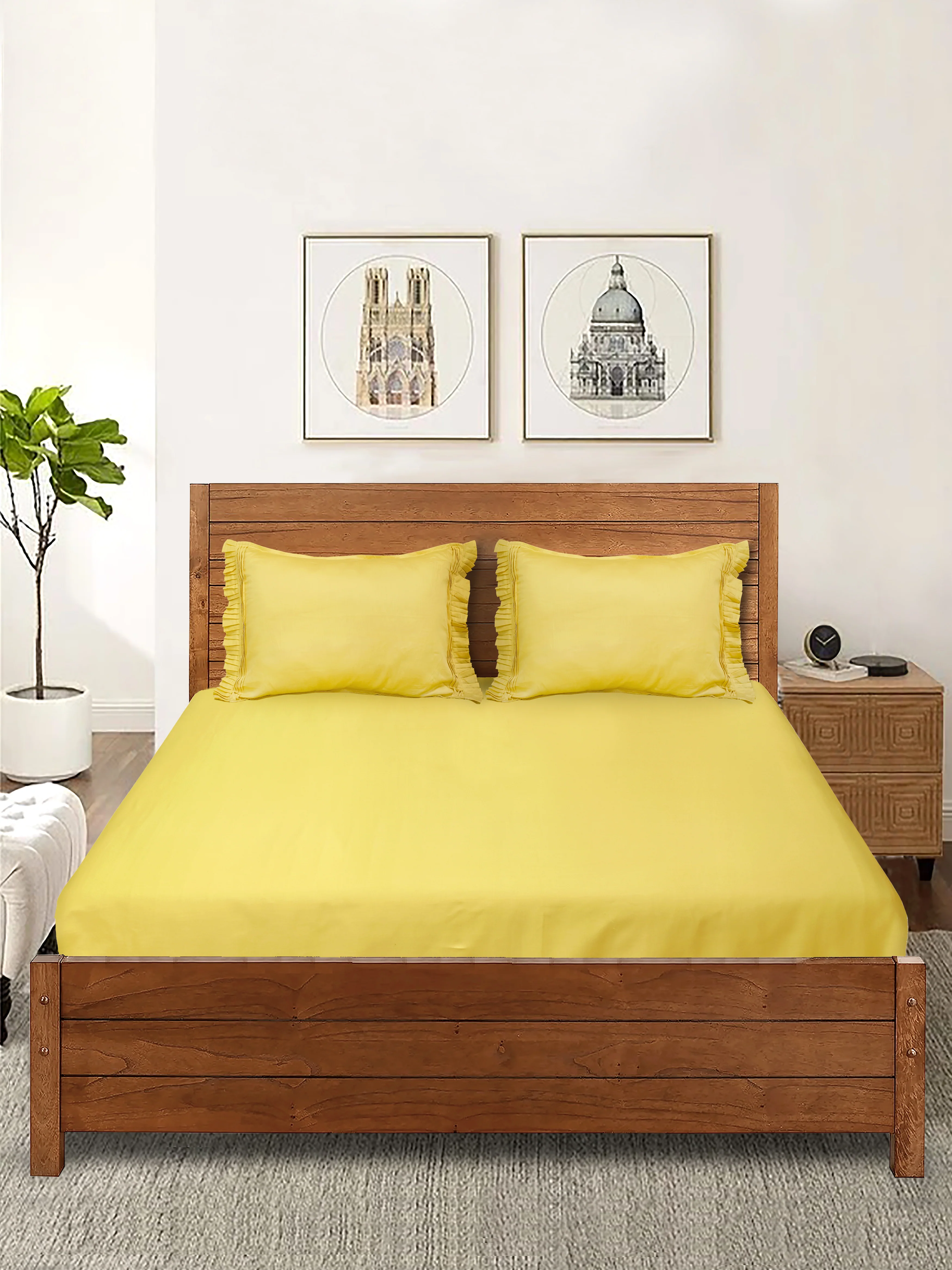 GIFT BOX | Cotton Gold Bedsheet-Cover | Matching Gold Light weight Cloudy Mink Blanket | Combo Set For Gift & Daily Use - Image 6