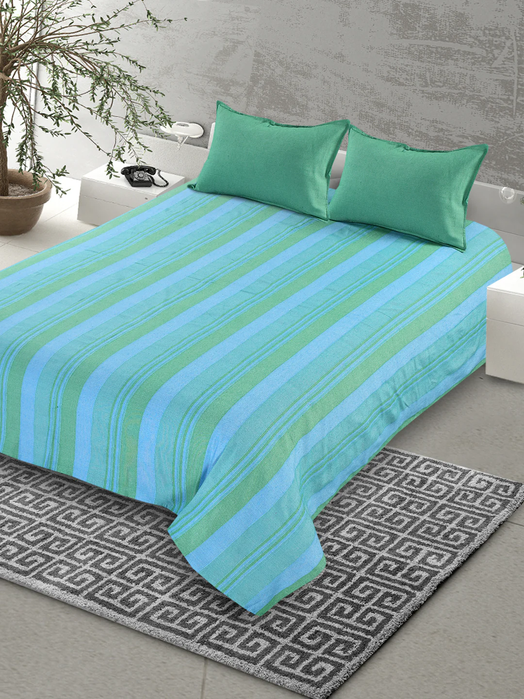Joy Handwoven Cotton Bed Cover Set – Light Textured Finish | Vibrant Look - Image 9