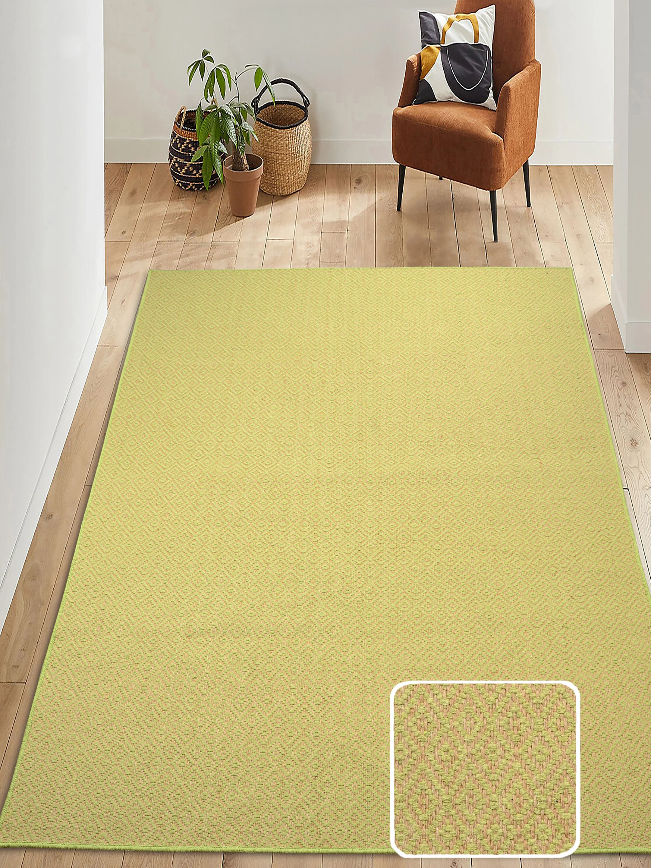 Mini Diamond Jute Cotton Woven Antiskid Carpet | Handcrafted Texture & Natural Tone - Image 15