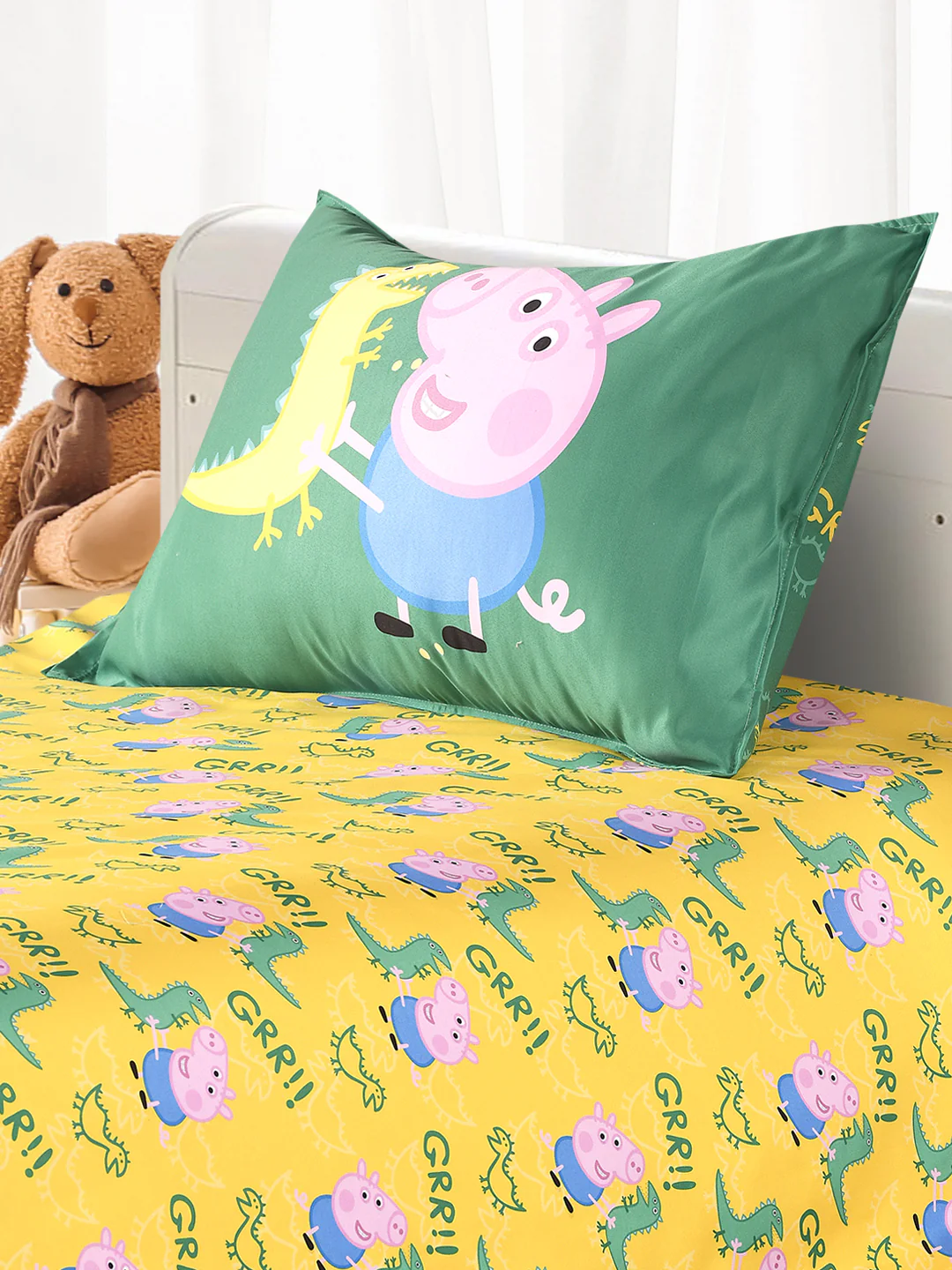 Peppa Pig Single Size Bedsheet | Cotton with 1 Pillow Cover (60x90 cm, 17x27") - Image 9
