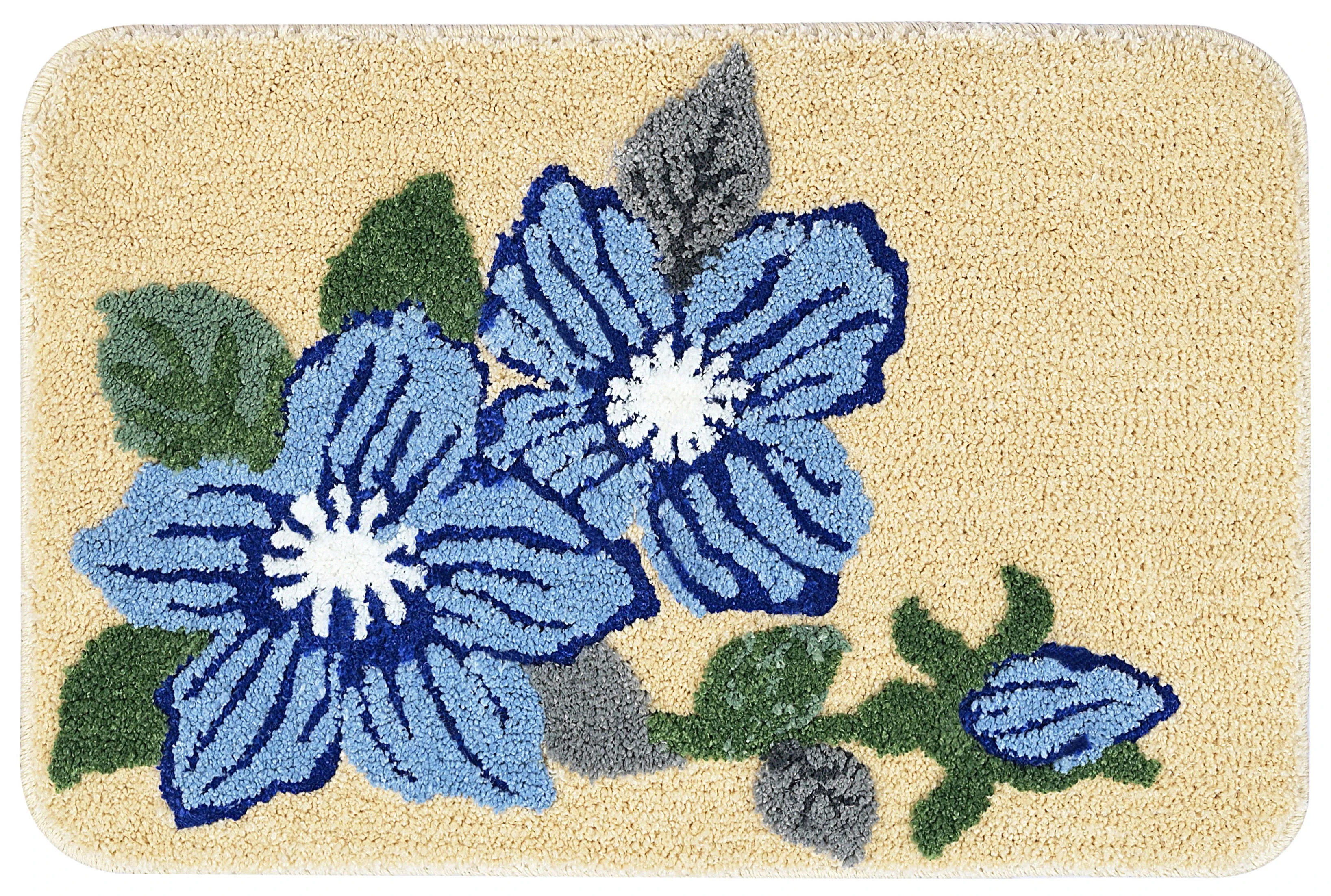 PINKY Microfiber with Anti-skid Backing Bath Mat |Water Absorbing Mat | Washable Quick Drying Footmat | Home, Bathroom, Bedroom, Kitchen | Floral Pattern - Image 3