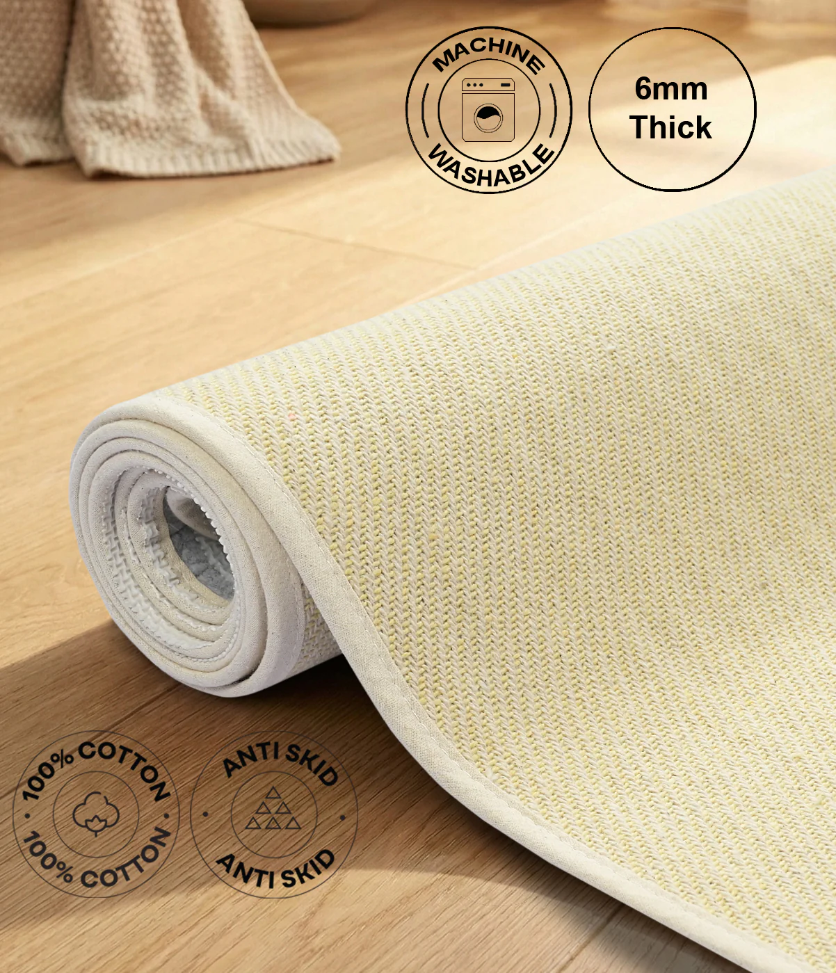 Plain Solid Cotton Anti-Slip Yoga Mat | Polyester Backing | Cushion Comfort - Image 11