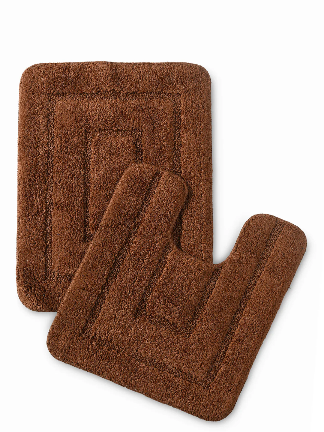 Cotton Anti-Slip Bathmat Set | Contour Design, (45x60 cm & 45x50 cm) - Image 2
