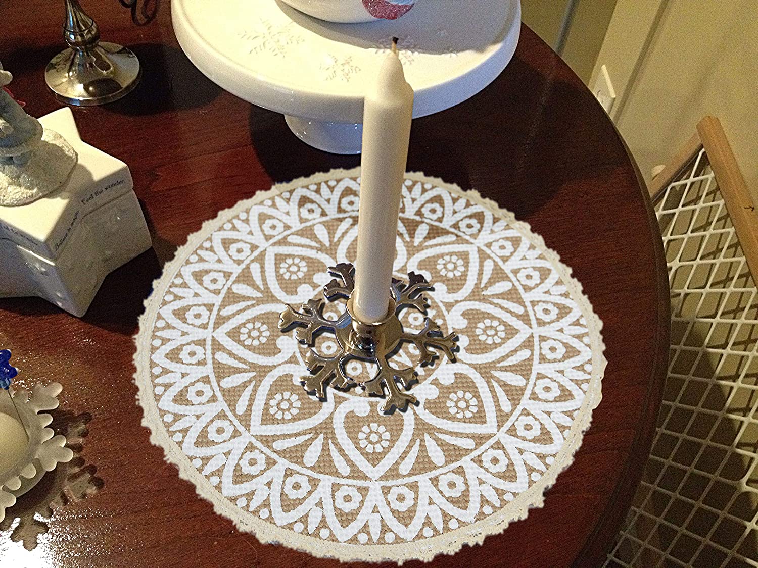 Crochet Round Table Mat with Fringe Edges | Handmade Anti-Skid Decorative Piece - Image 3