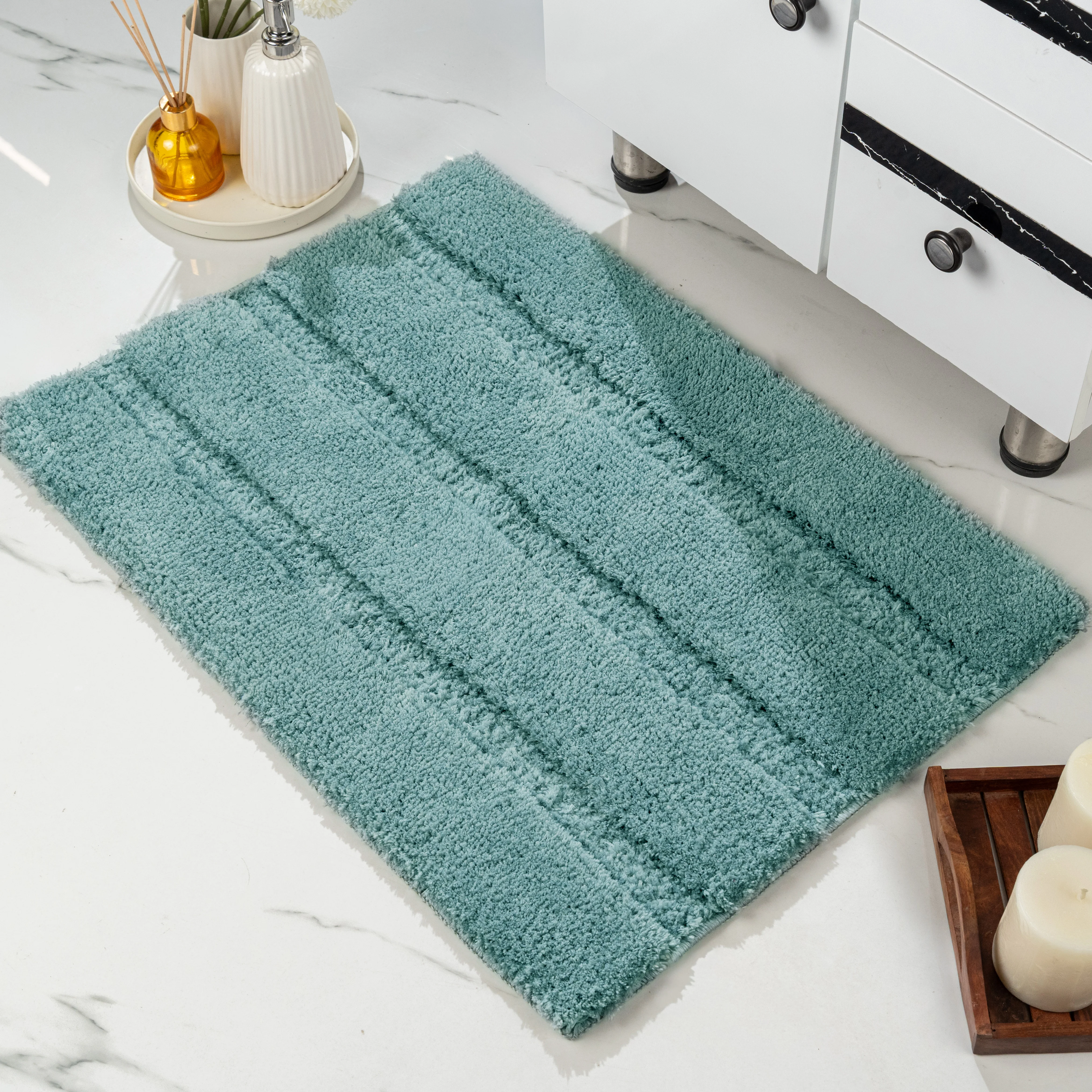 GIA Stripe Soft Microfiber Non Slip Thick Fluffy Soft Bath Mats |Water Absorbing Mat | Washable Quick Drying Foot mat | Home, Bathroom, Bedroom, Kitchen | Floor Mat - Image 35