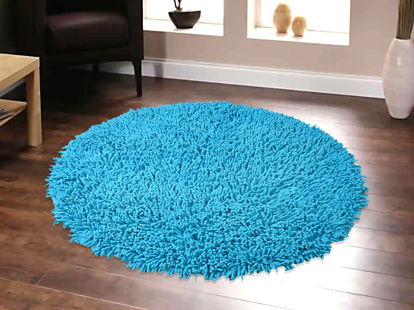 Round Shaggy Design Bathmat – Fluffy Comfort & Plush Texture - Image 3