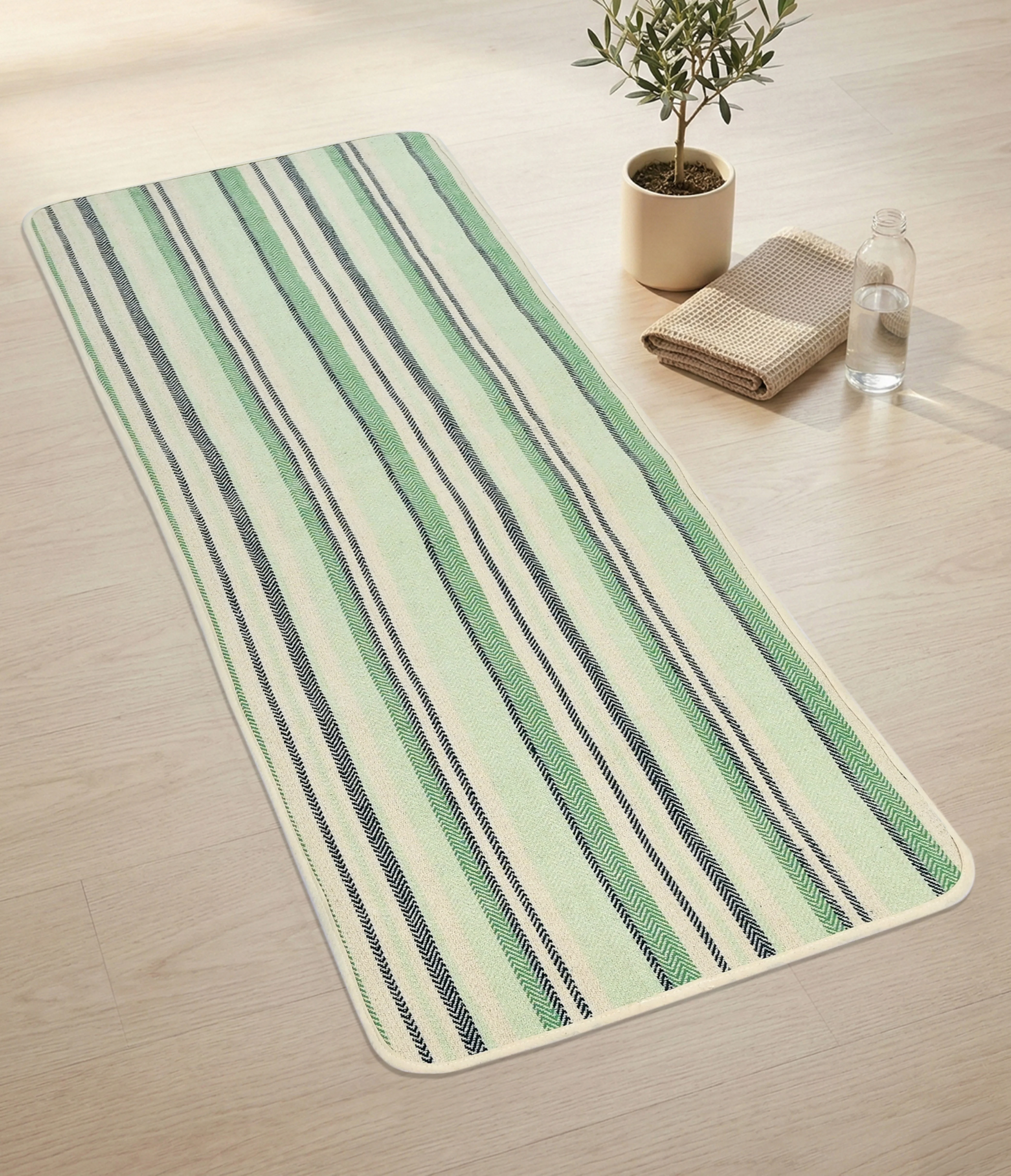 Stripe Cotton Yoga Mat – Breathable & Sweat-Resistant - Image 7