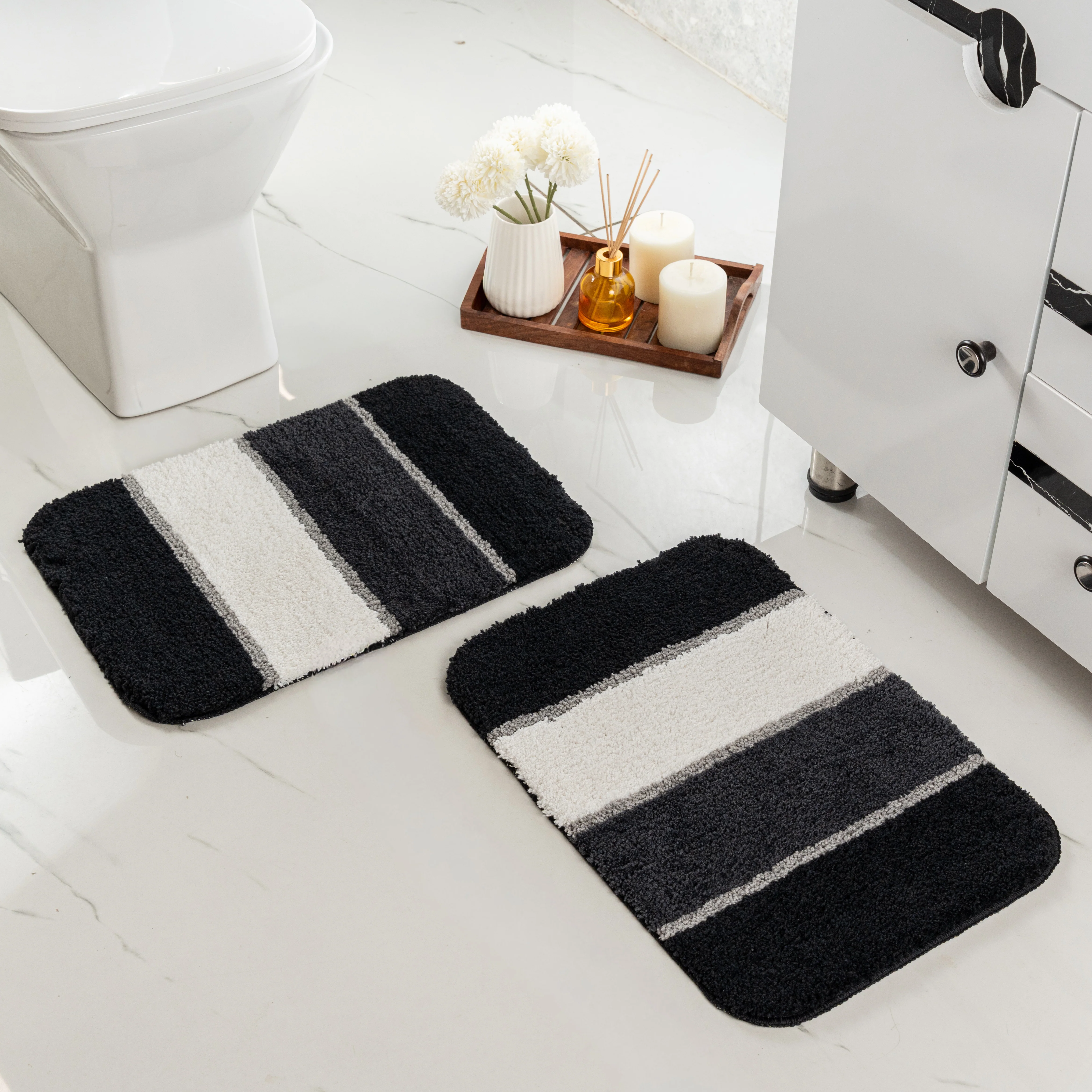 TRIS Soft Thick Microfiber Anti-Skid Bath Mats |Water Absorbing Mat | Washable Quick Drying Footmat | Home, Bathroom, Bedroom, Kitchen | Stripe Floor Mat - Image 10