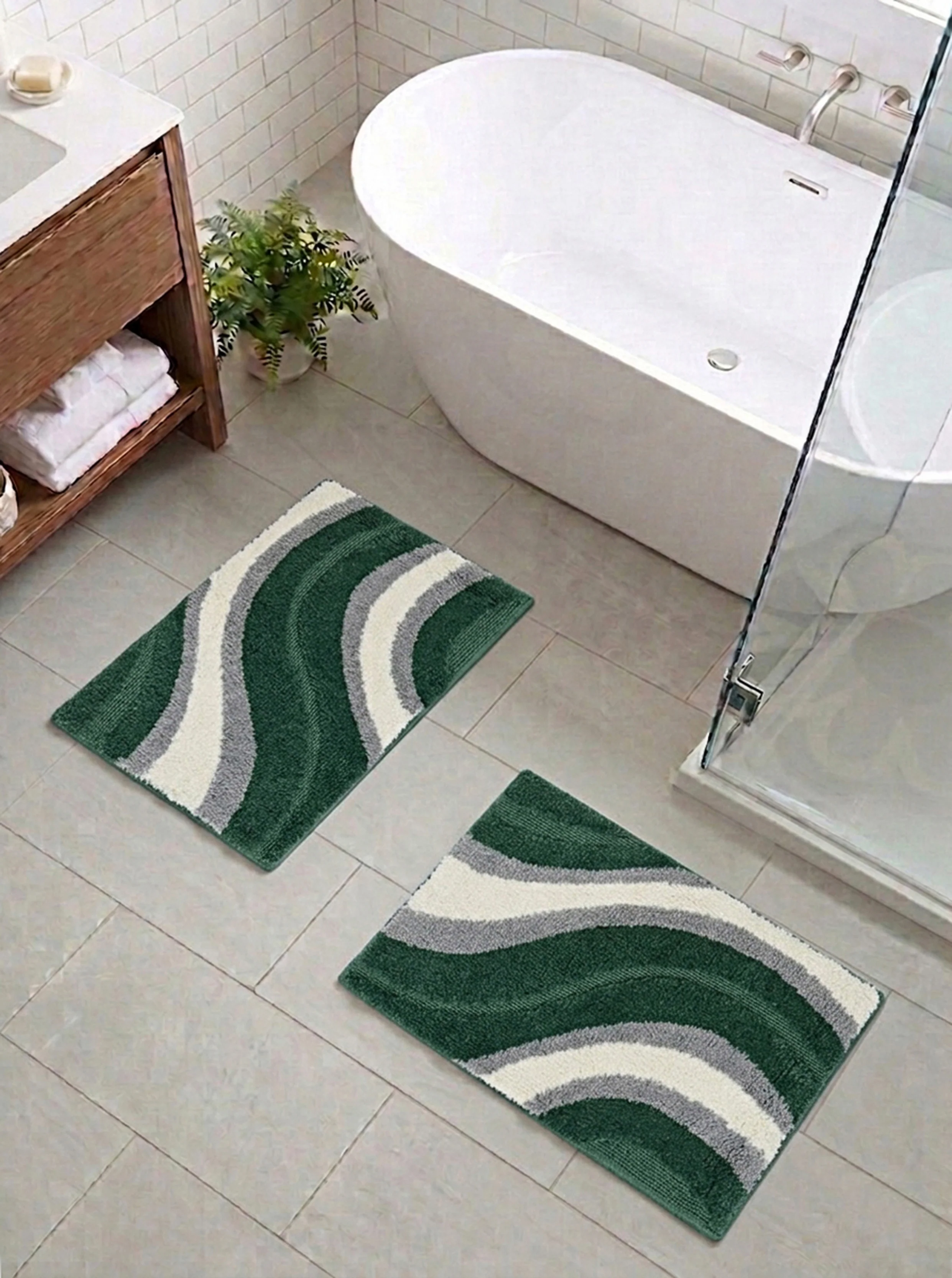 Wave Microfiber Bath Mat | Soft & Absorbent Bathroom Floor Mat | Quick Dry & Washable | Wave Pattern Design - Image 10