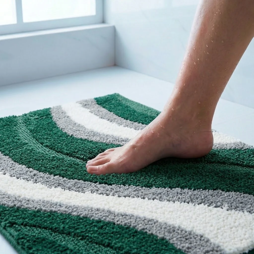Wave Microfiber Bath Mat | Soft & Absorbent Bathroom Floor Mat | Quick Dry & Washable | Wave Pattern Design - Image 12
